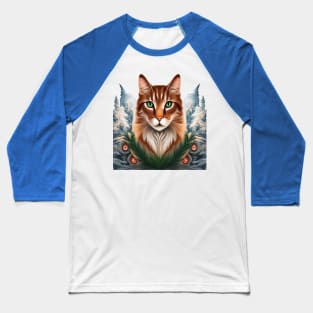 State Cat With White Pine Maine State Tattoo Art Baseball T-Shirt